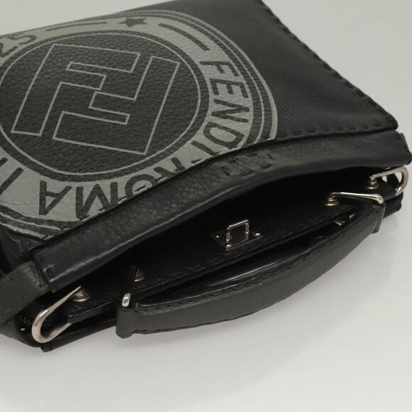 FENDI Celeria Hand Bag Leather Black Silver - Picture 6 of 13